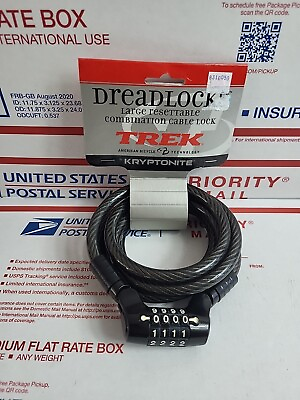 #ad New Trek Kryptonite Dreadlocks 6#x27; x 10mm Large Combination Cable Lock Trek Lock $14.96