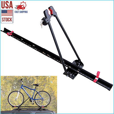 #ad Premium Adjustable Locking Upright SUV Roof Mount Bike Rack Bicycle Carrier $84.99