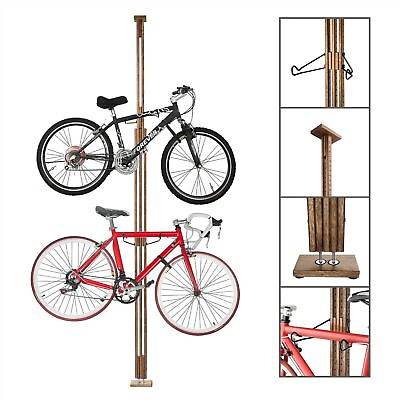 #ad Woody Bike Stand Wooden Bicycle Rack Storage Display Holds 2 Bicycles $101.99