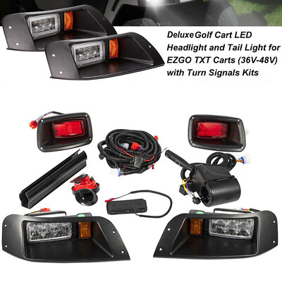 #ad 12V Deluxe LED Golf Cart Headlight Tail Light Kit Legal Street for EZGO TXT $188.87