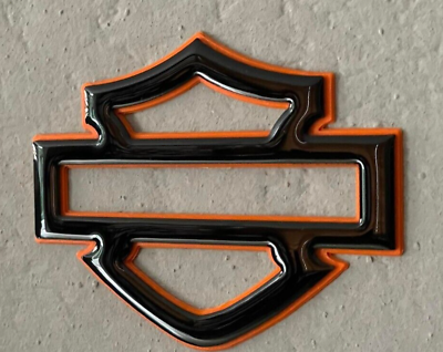 #ad Harley Davidson Emblems 2 pcs ORANGEamp;BLACK Puffy Custom CVO Fuel Tank Badge $45.00
