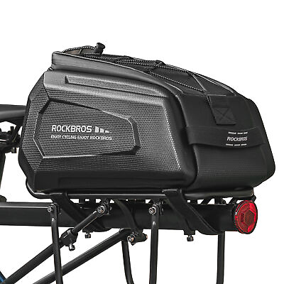 #ad ROCKBROS Bike Rack Bag Rear Seat Pack Trunk Pannier 9L Waterproof Carbon Leather $43.23