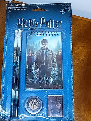 #ad Nos Harry Potter 5 Pc Stationary Set Note Paper Pad Book eraser Pencil $7.75