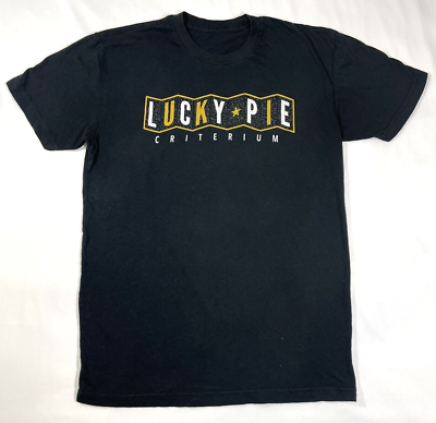 Vintage Cycling T Shirt Mens Size Medium Black Lucky Pie Criterium Trek Bike Y2K $22.99