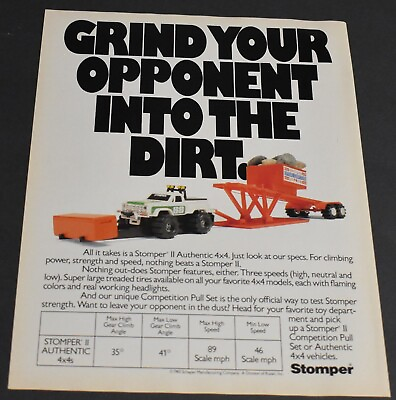 #ad 1983 Print Ad Rare Stomper Grind your Opponent into the Dirt Truck Pulls 4x4 art $49.98