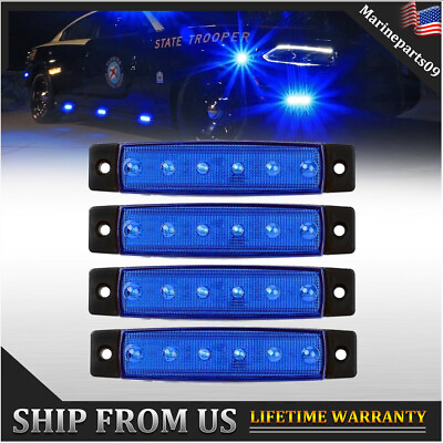 #ad 4x 3.8quot;Oblong Blue LED Side Marker Lights For Truck Trailer Jeep Clearance Light $8.98
