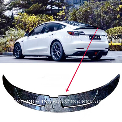 #ad For Tesla Model 3 Spoiler Wing New Style Forged Carbon Fiber Rear Trunk Lip $499.99