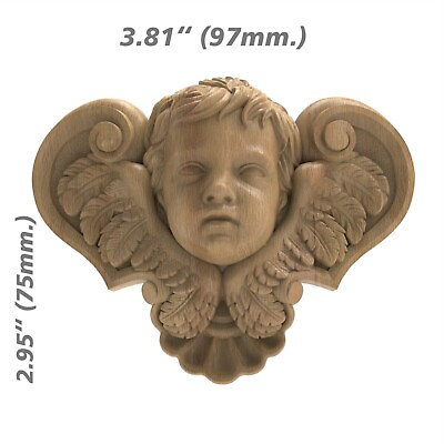 #ad Wooden Angel Cherub Hand Carved Vintage Furniture Applique Center Piece Ornament $30.00