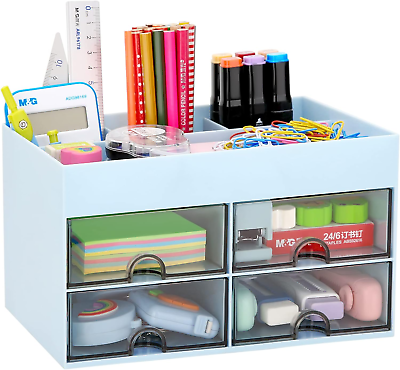#ad Desk Organizer Office Desktop Organizer with Drawer Desk Top Accessories Statio $11.99