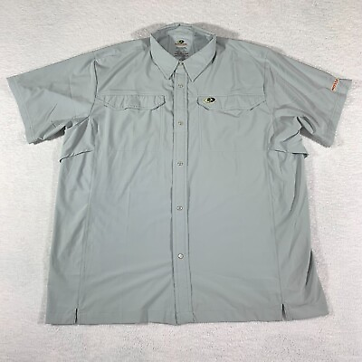 #ad Mossy Oak Short Sleeve Snap Button Shirt Men Size XL Gray Vented Clean $14.95