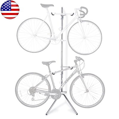 #ad #ad Gravity Pole Stand Two Bike Indoor Bicycles Rack Tough Steel Tubing Apartment $90.23