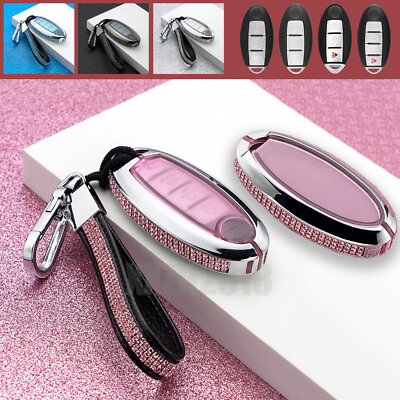 #ad Bling Diamond Zinc Alloy Key Cover Case Holder For Nissan 3 4 Buttons Remote Fob $32.58