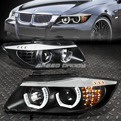 FOR 09 12 BMW E90 3 SERIES BLACK 3D CRYSTAL HALO PROJECTOR HEADLIGHTLED CORNER $345.88