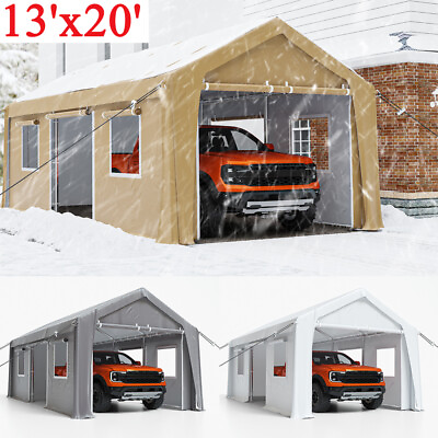 #ad 13#x27;x20#x27; Carport Canopy Carport Shelter Garage Heavy Duty Outdoor Party Shed Tent $294.49
