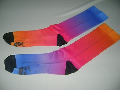#ad Cycling Socks Sublimated Multicolored Bikingthings Coolest Bike Socks Rainbow $12.99