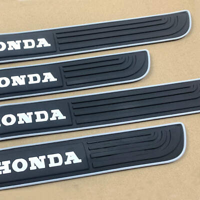 #ad #ad For Honda 4PCS Black Rubber Car Door Scuff Sill Cover Panel Step Protectors $17.88