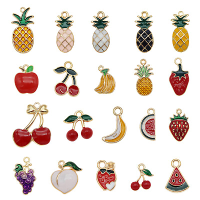 #ad #ad 40pcs Assorted Mixed Enamel Alloy Fruit Series Pendant Charms DIY Accessories $4.74