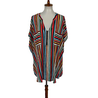 #ad Torrid Women’s Top 5 5X Plus Striped Multicolor Short Sleeve $22.95