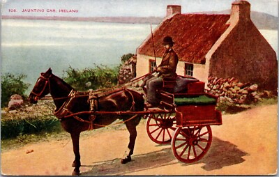 #ad Vintage Postcard Horse Jaunting Car Ireland Unposted $4.99