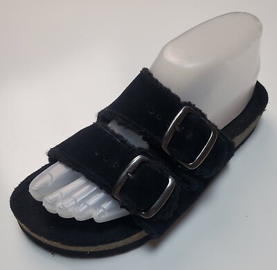 #ad White Mountain Women#x27;s Size US 7 Black Fabric Two Strap Slide Sandals $11.00
