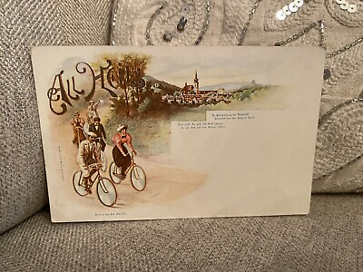 Antique Unused Victorian Bicycle Post Card Austria European Bicyclists $18.00