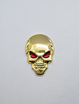 3D Metal Emblem Sticker Skeleton Skull Red Eye Decal Badge Bike Car Truck GOLD $7.50