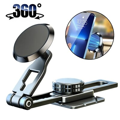 360° Rotation Magnetic Phone Holder Foldable Car Mount Stand Dashboard Universal $12.95