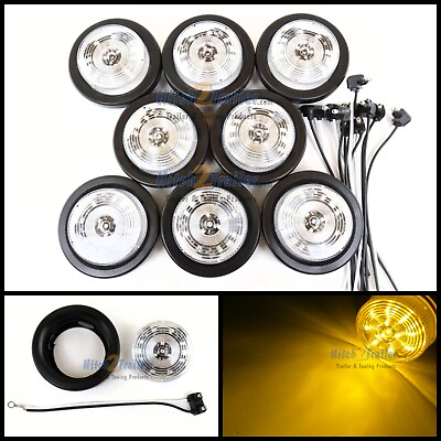 #ad 8 CLEAR LENS AMBER 12 LED Light Trailer 2 1 2quot; roundClearance marker 2.5quot; $49.99
