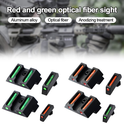 Red Green Front Rear Fiber Optic Sight Scope Set for Pistol Glock Rifle Hunting $10.99