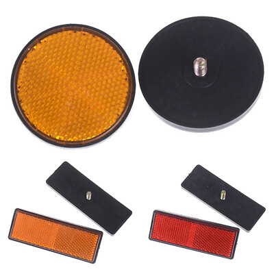 #ad 2PCS Rectangle Round Car Motorcycle Bike Caravan Lorry Screw On Safety Reflector $11.14