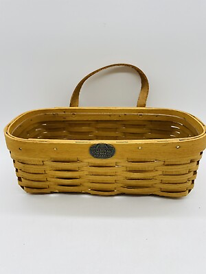 #ad Peterboro Basket Co. Wood Basket with Leather Handle $22.99