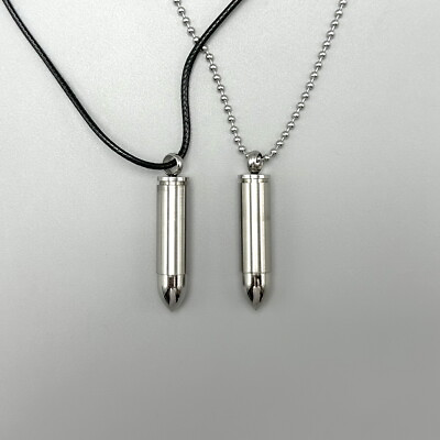 #ad Cool Boys Stainless steel Bullet pendant necklace mens Chain Leather rope $7.96