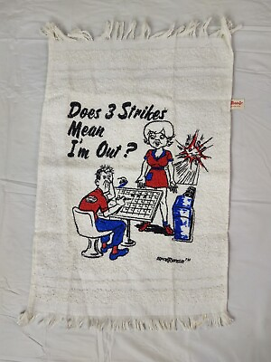 #ad #ad Vintage Bowling Towel SporTowels Does 3 Strikes Mean I#x27;m Out? Bowler Advertising $4.50