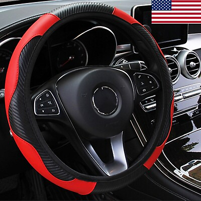 #ad Universal Leather Car Steering Wheel Cover Breathable Anti slip Car Accessories $7.99