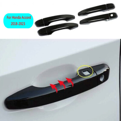 #ad For Honda Accord 2018 2023 Black Door Open Handle Cover Trim With Smart Holes 8X $35.26