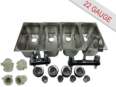 #ad 4 Compartment Concession Sink Portable 4 Traps Hand Washing Food Truck Trailer $130.99