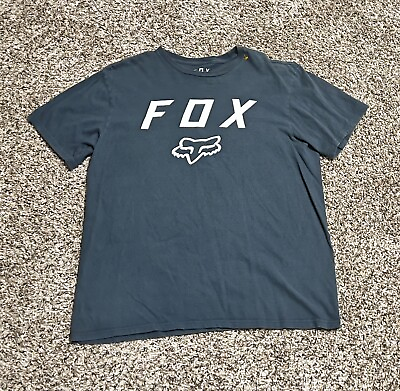 #ad Fox Racing T Shirt Mens Large Gray Standard Fit 100% Cotton Sports Motorcycle $9.95