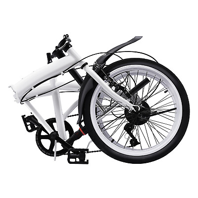 20inch Adult Folding Bike7 Speed for AdultsLight Weight Carbon Steel White 44T $166.25