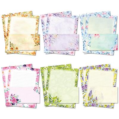#ad Stationary Writing Paper with Envelopes Flora Stationery Set with Lined Let... $23.73