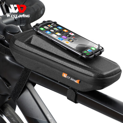 #ad WEST BIKING Waterproof Bicycle Bag Phone Holder Front Frame Top Tube Bike Bag $16.99
