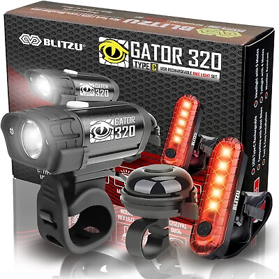 #ad Rechargeable Bike Lights Front amp; Rear LED Set for Night Riding with bicycle bell $42.99