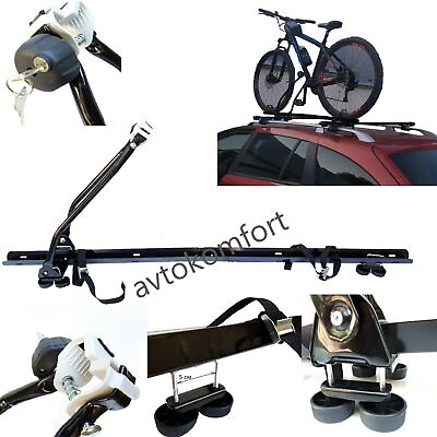 #ad Roof Rack Bicycle Carrier Bike Locking Bar Universal Clamps On Top Of The Car $43.60