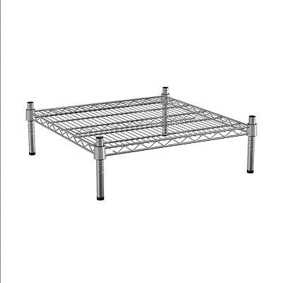 #ad #ad Stationary Dunnage Storage Rack 24quot; x 24quot; x 8quot; Chrome Wire 1 Shelf Kit $89.99