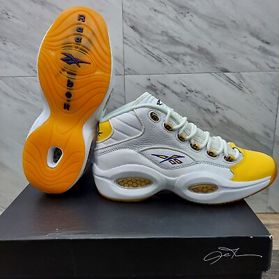 #ad Reebok Question Mid Allen Iverson White Yellow Toe Lakers PE Men#x27;s Size 11 $99.99