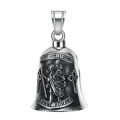 #ad St. Christopher Guardian Bell Motorcycle Lucky Bell Stainless Steel Ride Bell $7.73