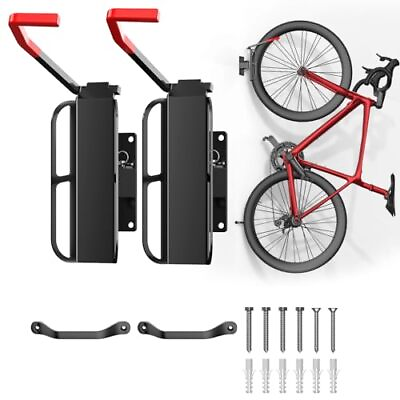 #ad 2 Packs Wall Mounted Swivel Bike Rack with Tire Tray 170° Swing Bike Hanger ... $39.60