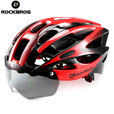#ad ROCKBROS Ultralight MTB Road Bike Helmet w Goggles Safty Cycling Bicycle Helmet $27.99