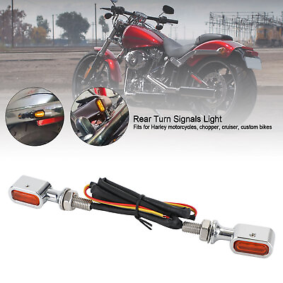 #ad LED Rear Mini Turn Signal Indicator For Sportster Touring Dyna Chrome Amber US $25.55