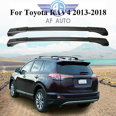 #ad Fits 2013 2018 Toyota Rav4 Black Adjustable Front Rear Roof Top Rack Cross Bar $49.99