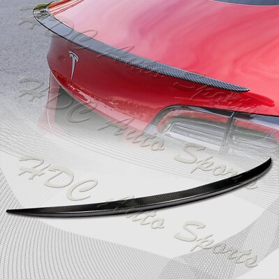 #ad For 2017 2023 Tesla Model 3 OE Style Real Carbon Fiber Rear Trunk Spoiler Wing $108.99